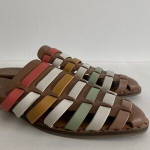 Boho Woven Women's Flats 9.5 Crown Vintage Spring Summer Neutral Pastel Colors